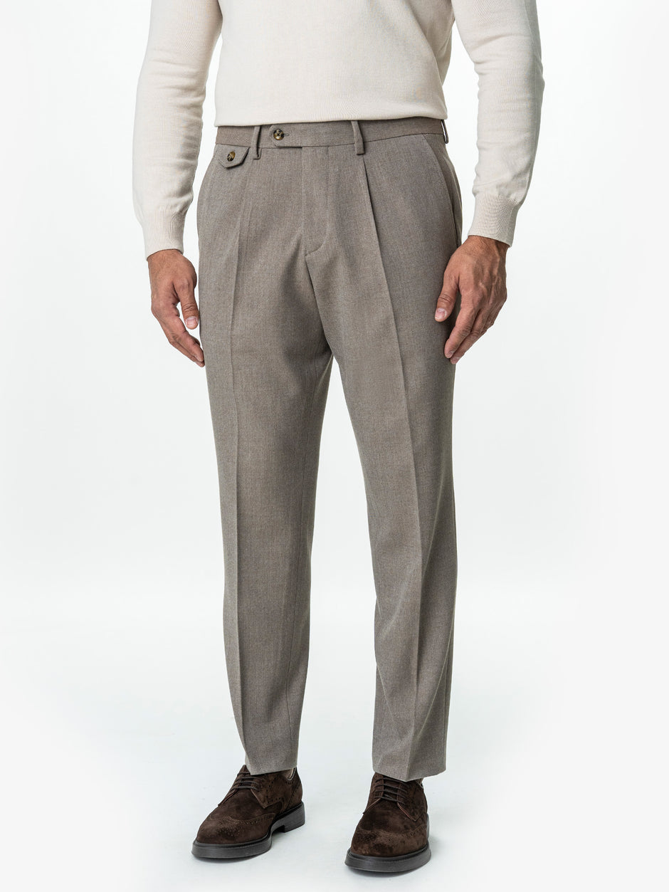 Pantaloni Eleganti Barbati Bej Din Lana Pentru Toamna BMan0103 (8)