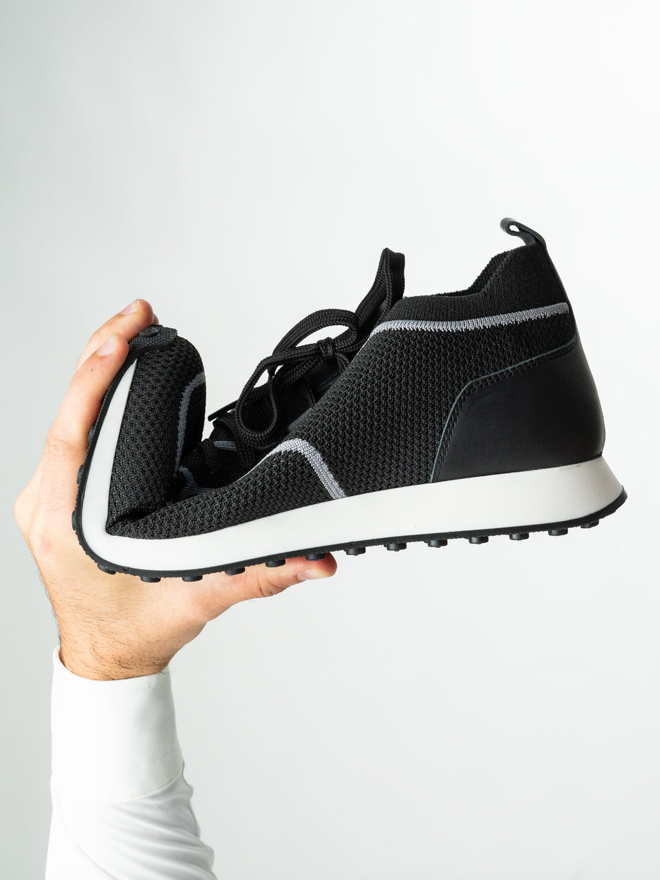 Pantofi Casual Barbati Negri Textil Cu Piele Naturala Talpa Ortopedica BMan0415 (2)