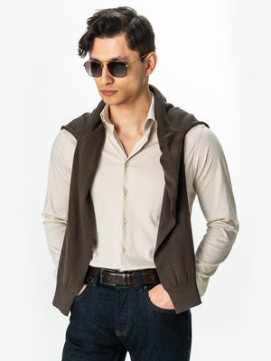 Camasa Premium Barbati Crem Bumbac Egiptean Comfort Fit BMan870