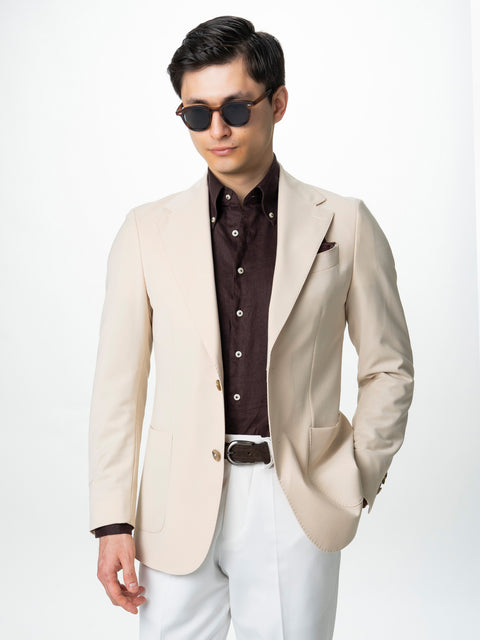 Sacou Barbati Crem Smart Casual Din Lana BMan0074