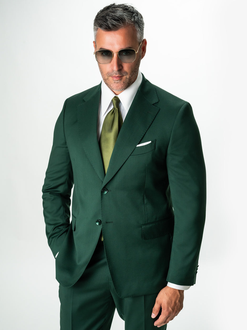 Costum Elegant Verde Barbati Lana Lanificio Cerruti Super110 BMan0002 (3)