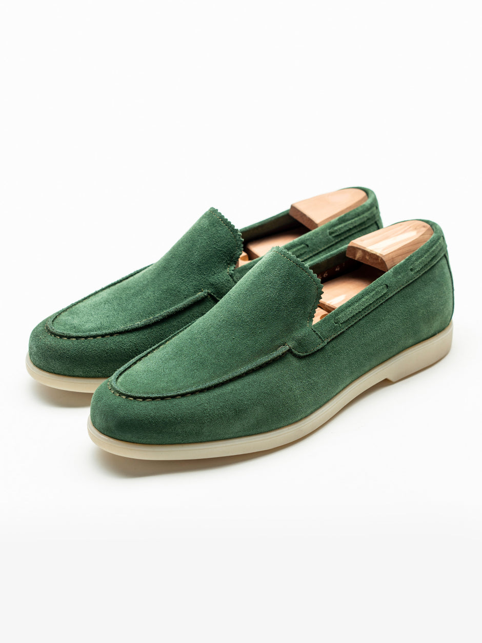 Mocasini Barbati Flexo De Vara Tip City Loafers Verde Fistic Piele Nubuc BMan197 (2)