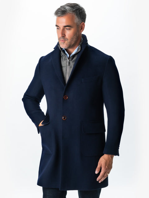 Palton Barbati Albastru Indigo 100% Lana Finitura Felice Cu Vesta Detasabila BMan113 (1)