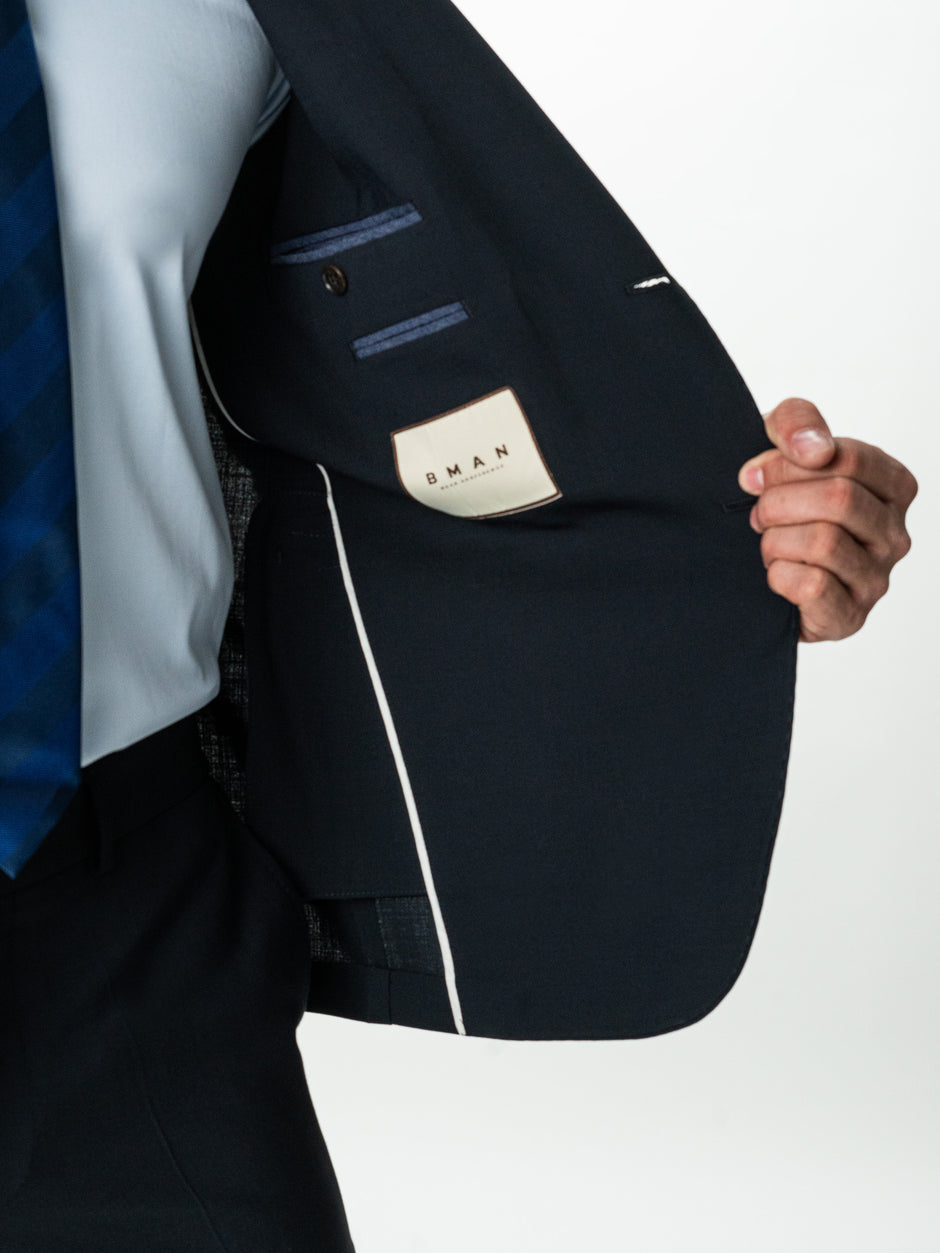 Costum Bleumarin Inchis Din 100% Lana Vitale Barberis Super 110's BMan0054 (9)