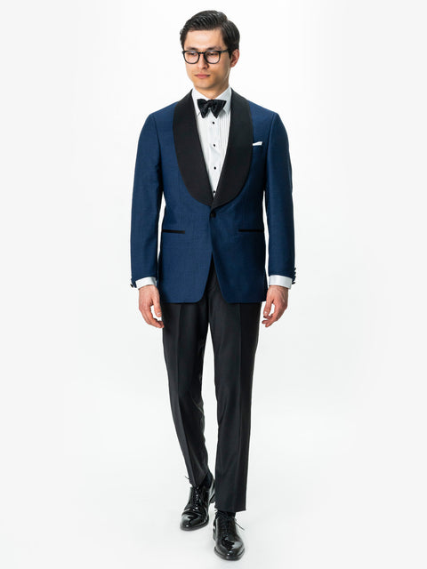 Tinuta Mire Smoking Barbati Albastru Indigo Formal Ceremonie Stofa Lana Santo Bman013