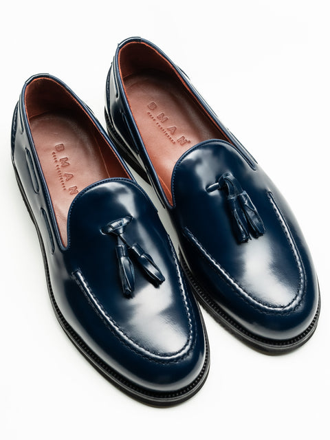 Mocasini Barbati Tassel Loafers Albastru Bleumarin Semilucios 100% Piele Naturala BMan215 (9)