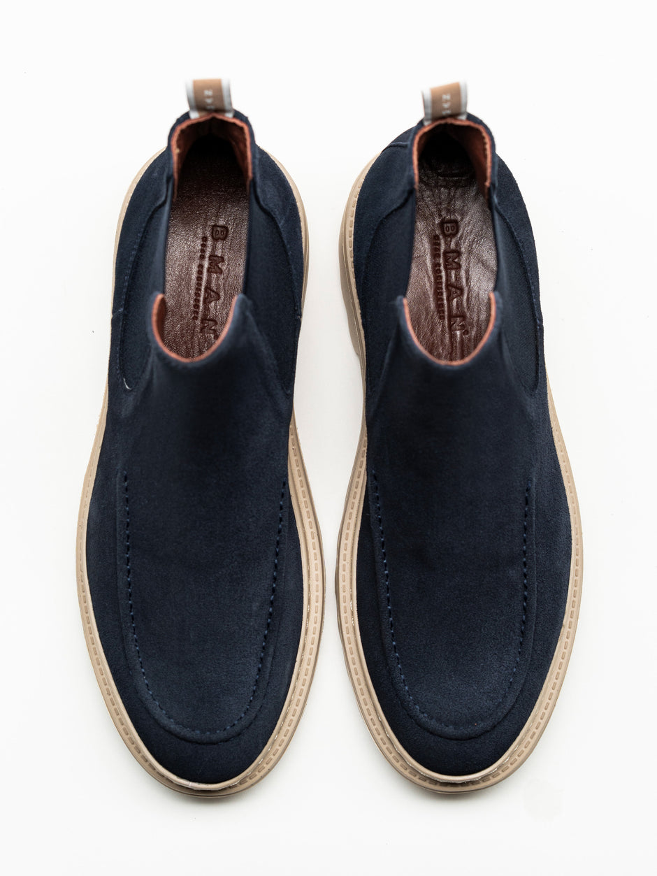 Ghete Barbati Bleumarin Din Piele Intoarsa Cu Talpa Din Spuma BMan149 (4)