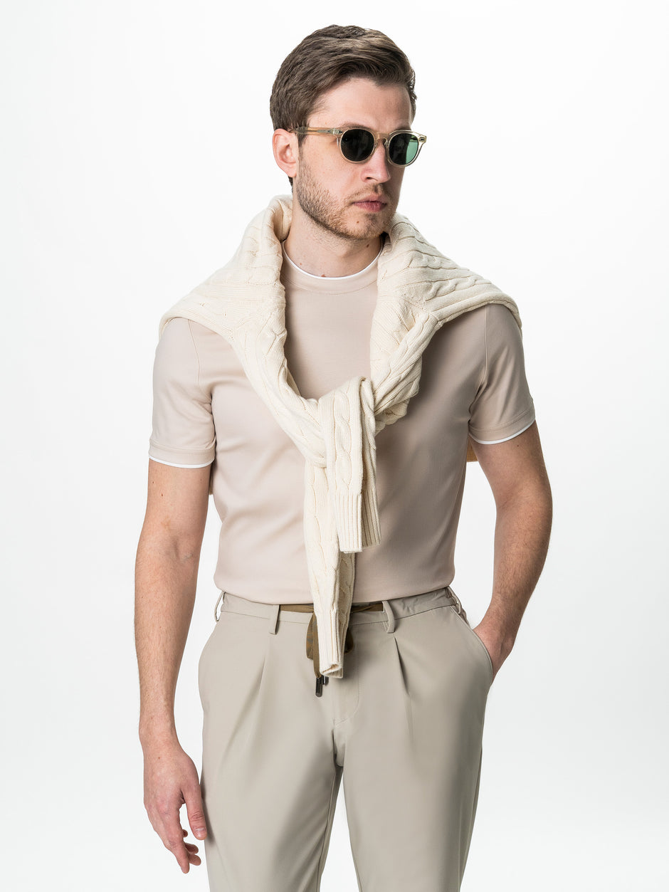 Tricou Barbati Crem Din Bumbac Egiptean Bman271 (7)