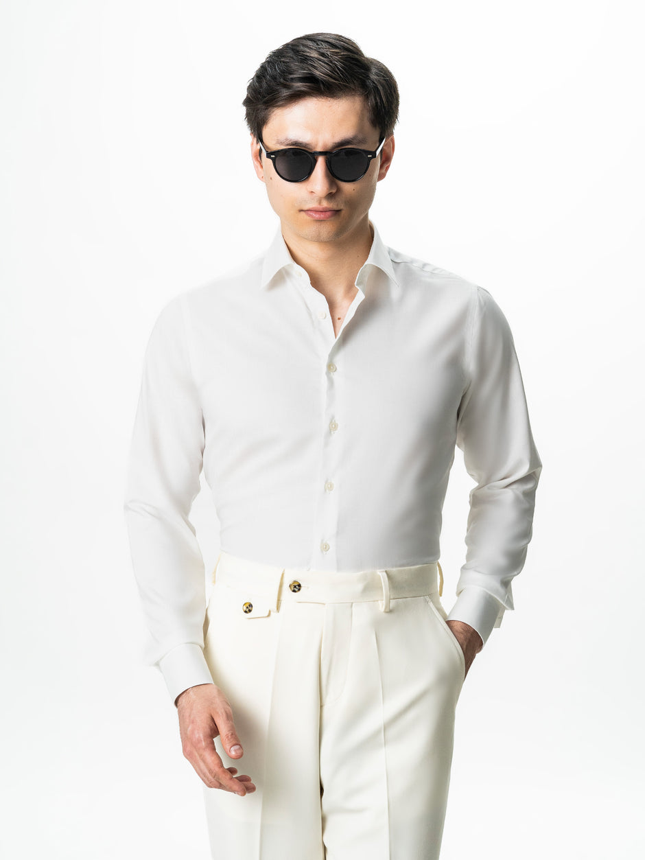 Camasa Barbati Alba Off-White 100% Bumbac All Season Non Iron BMan0060 (3)