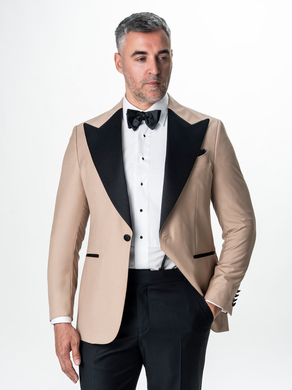 Costum Mire Smoking Bej Lana Vitale Barberis BMan339 (2)