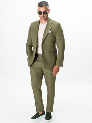 Costum Barbati Vitale Barberis Vara Din In Natural Verde Maslin BMan0050