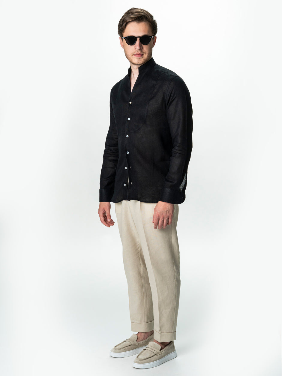 Camasa Barbati De Vara Neagra 100% In Natural BMan0075 (2)