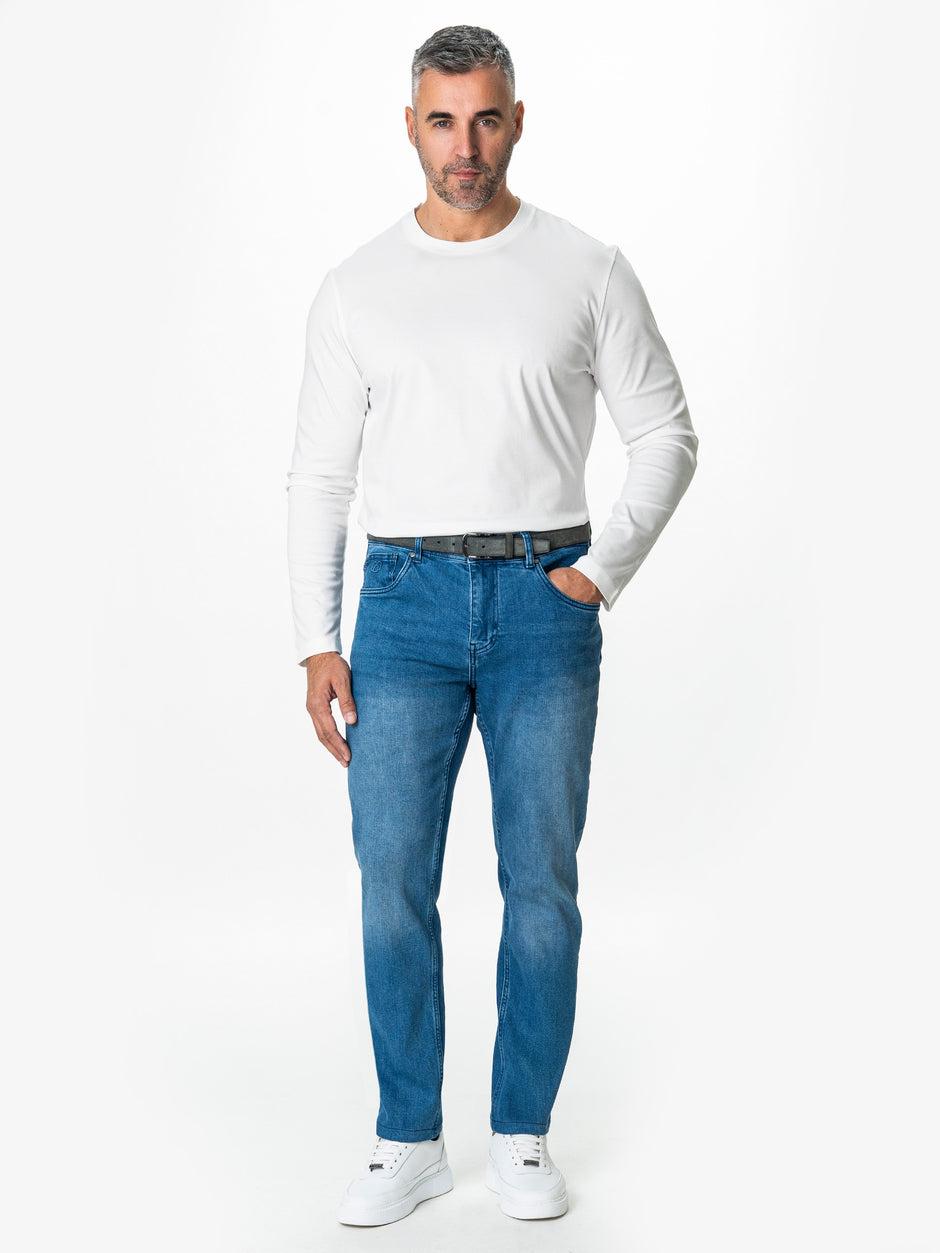 Blugi Barbati Albastru Denim Comfort Fit All Season BMan0005 (7)