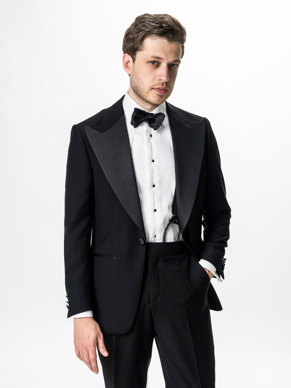 Costum Barbati Negru de Ceremonie 100% Lana Cerruti Super130's BMan380 (12)