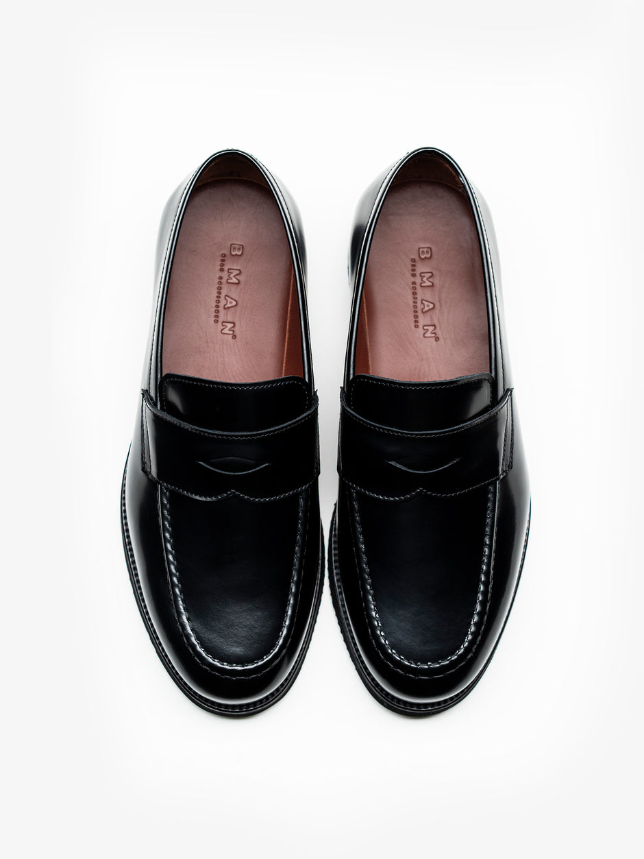 Mocasini Negru Semilucios Barbati Din Piele Naturala Formal Loafers Bman222 (5)