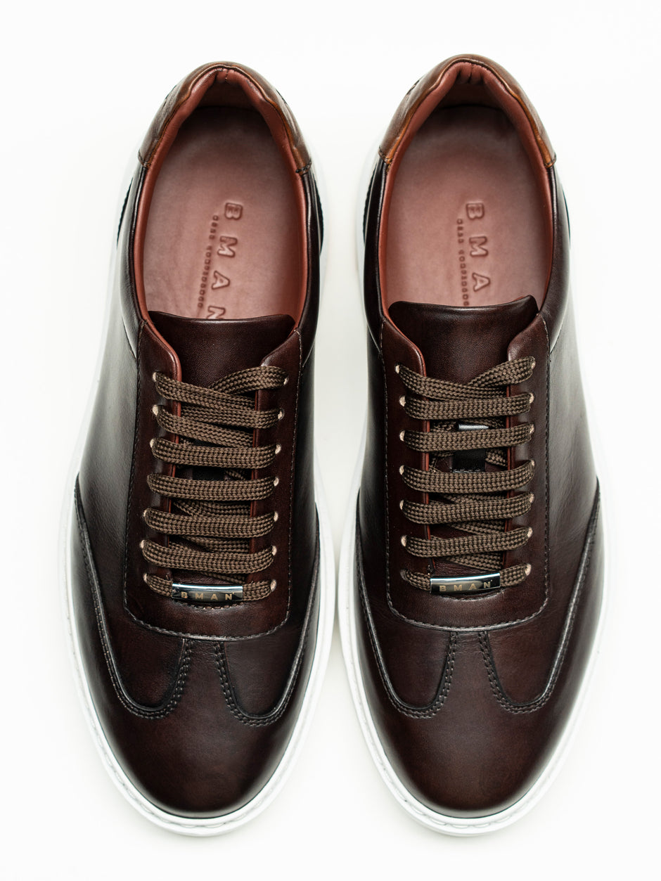 Pantofi Casual Barbati Sneakers Maro Cafeniu 100% Piele Naturala BMan0397 (6)