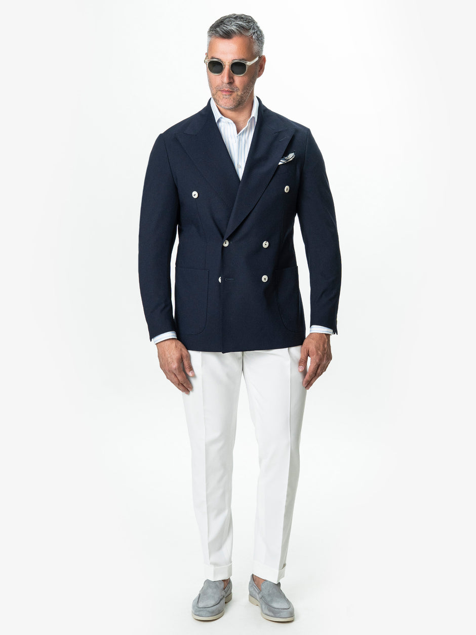 Sacou Barbati Bleumarin Double Breasted Nasturi Albi BMan0081 (7)