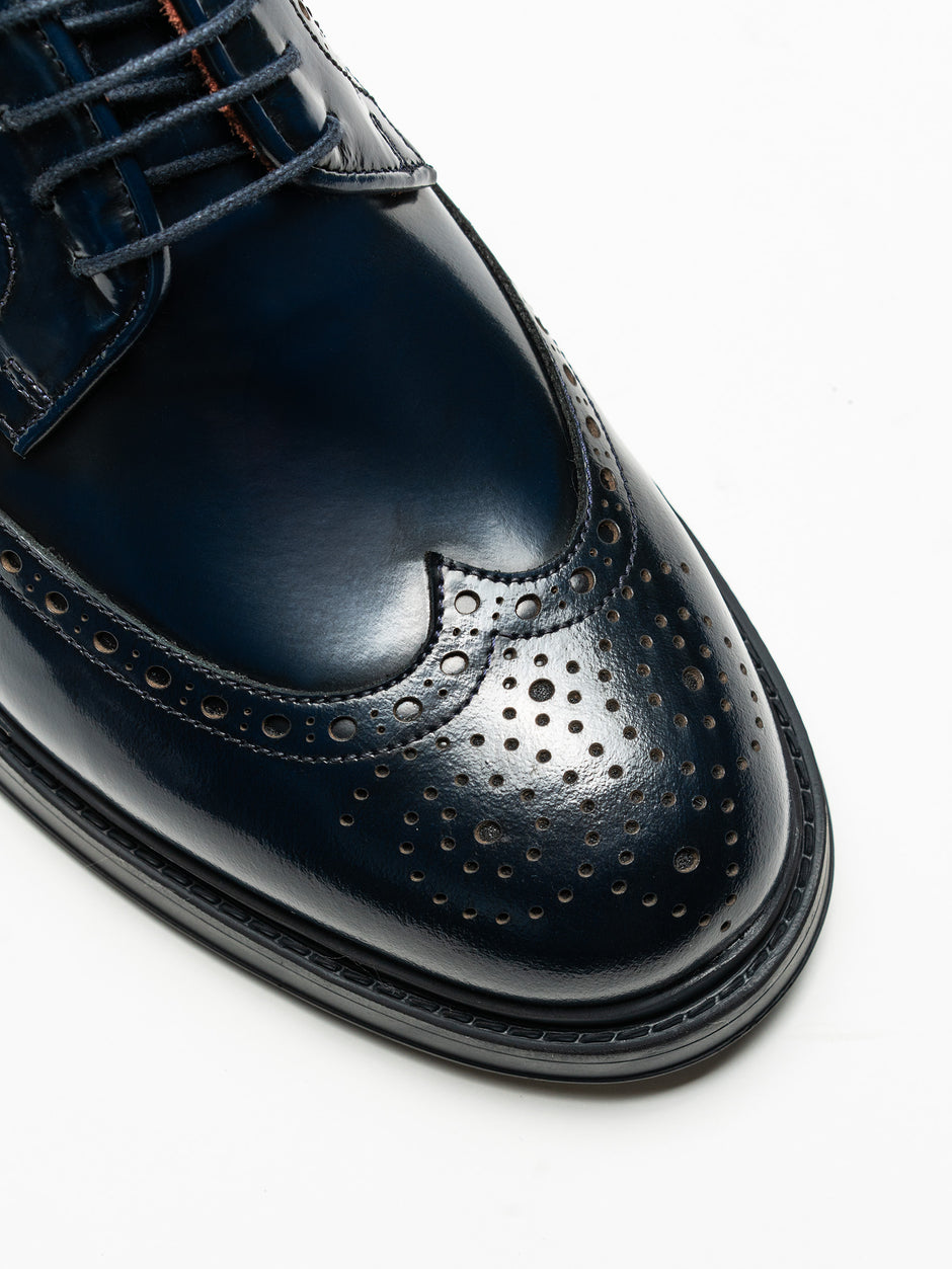Pantofi Piele Barbati Derby Brogue Eleganti Albastru Bleumarin BMan0421 (4)