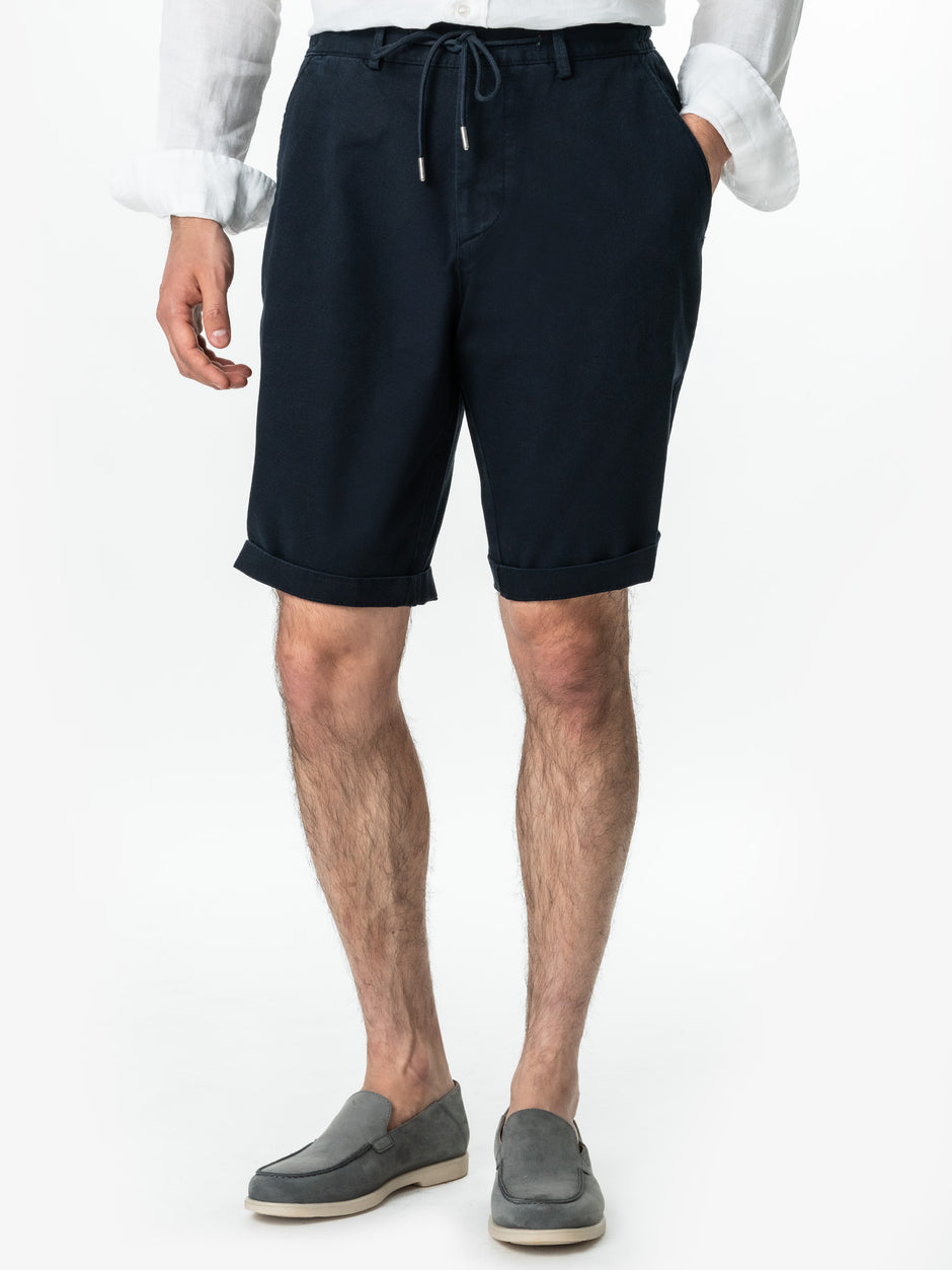 Pantaloni Barbati Scurti Cu Siret De Vara Bleumarin Din 100% Bumbac BMan176 (6)