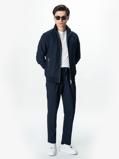 Geaca Barbati Tip Jacheta Bleumarin Cu Dungi BMan BMan0007