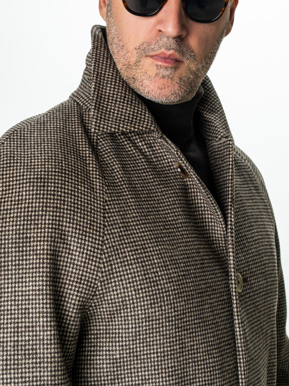 Palton Barbati Iarna Maro 100% Lana Houndstooth BMan0005 (7)