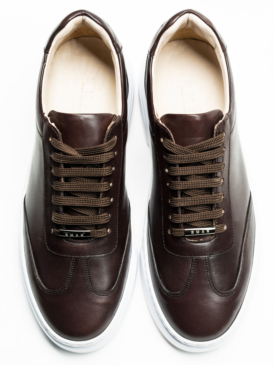 Pantofi Casual Barbati Sneakers Maro Cafeniu 100% Piele Naturala BMan0349 (8)