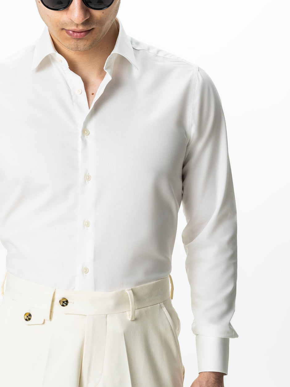 Camasa Barbati Alba Off-White 100% Bumbac All Season Non Iron BMan0060 (4)