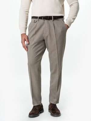 Pantaloni Eleganti Barbati Bej Din Lana Pentru Toamna BMan0103
