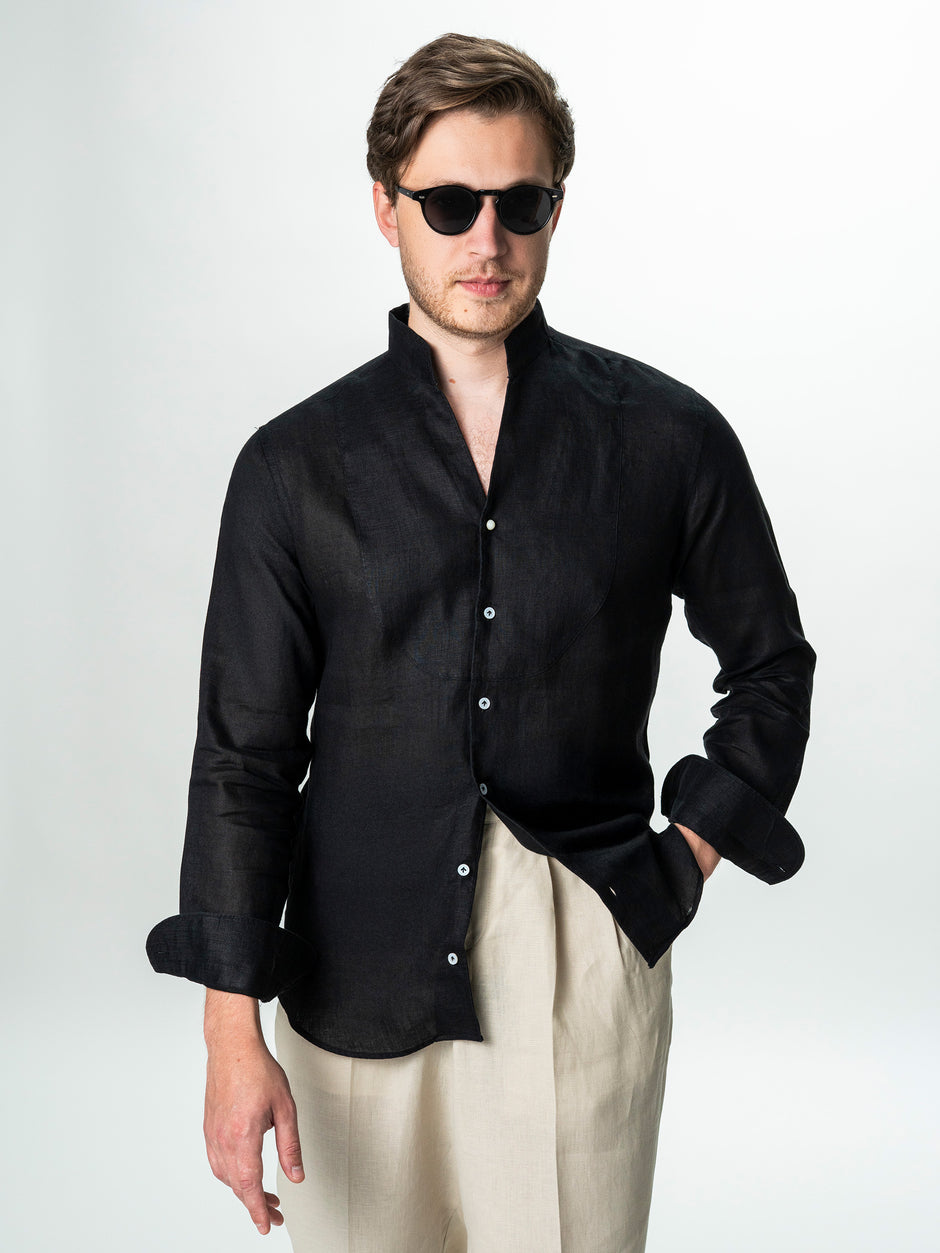 Camasa Barbati De Vara Neagra 100% In Natural BMan0075 (4)
