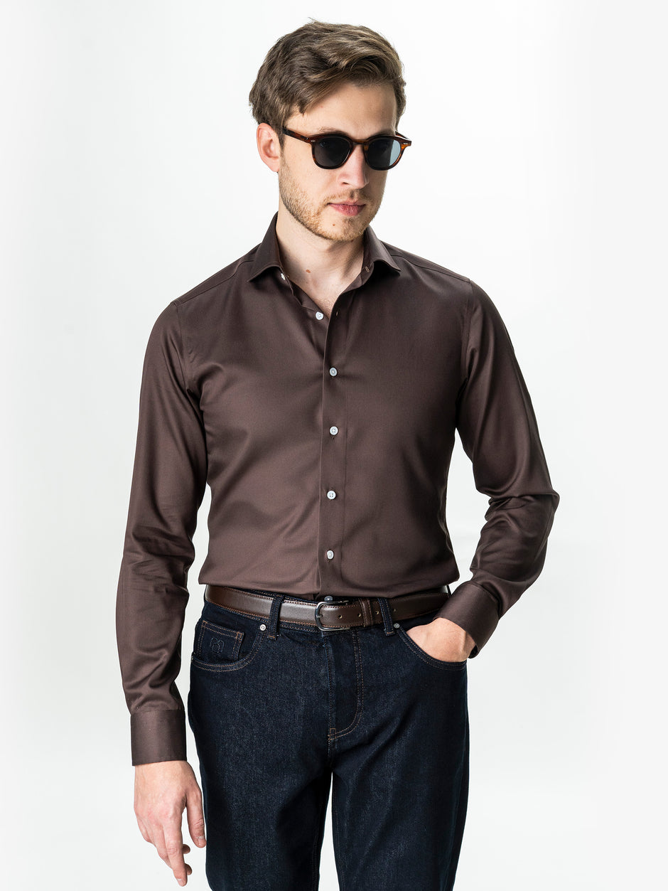 Camasa Cafenie Barbati Premium Confort Fit Non Iron BMan0063 (4)