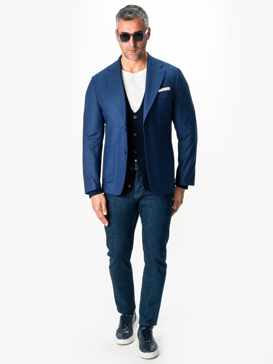 Pulover Bleumarin Barbati Cu Nasturi Tip Cardigan Din Lana Merinos BMan0017 (6)