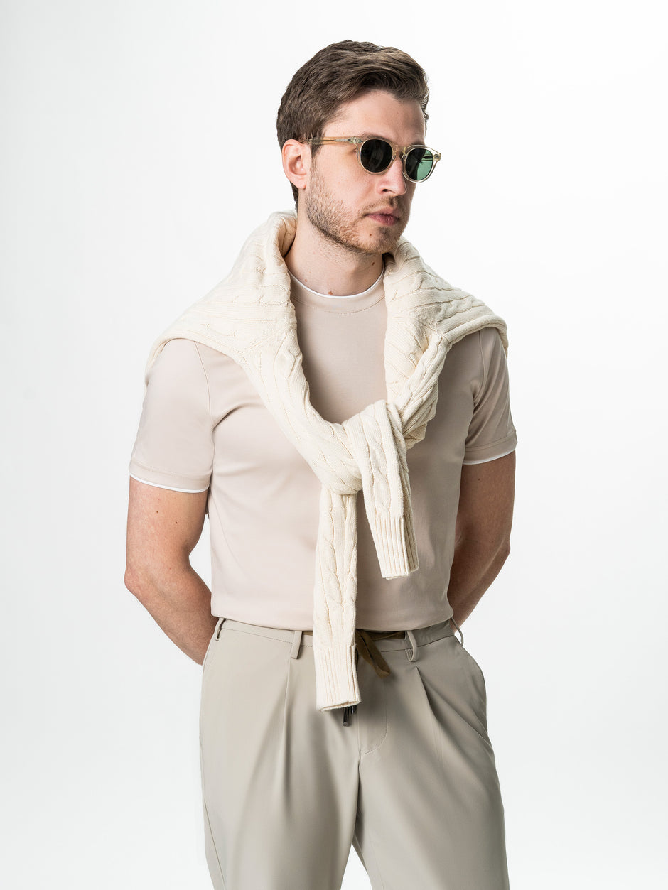 Tricou Barbati Crem Din Bumbac Egiptean Bman271 (9)