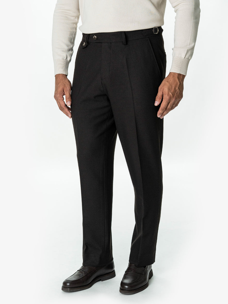 Pantaloni Eleganti Barbati Maro Cafeniu din Lana BMan0112 (4)