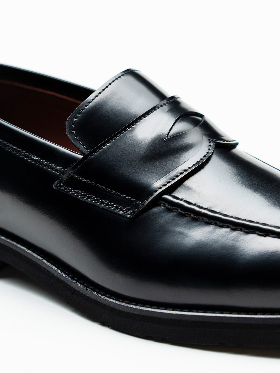 Mocasini Negru Semilucios Barbati Din Piele Naturala Formal Loafers Bman222 (3)