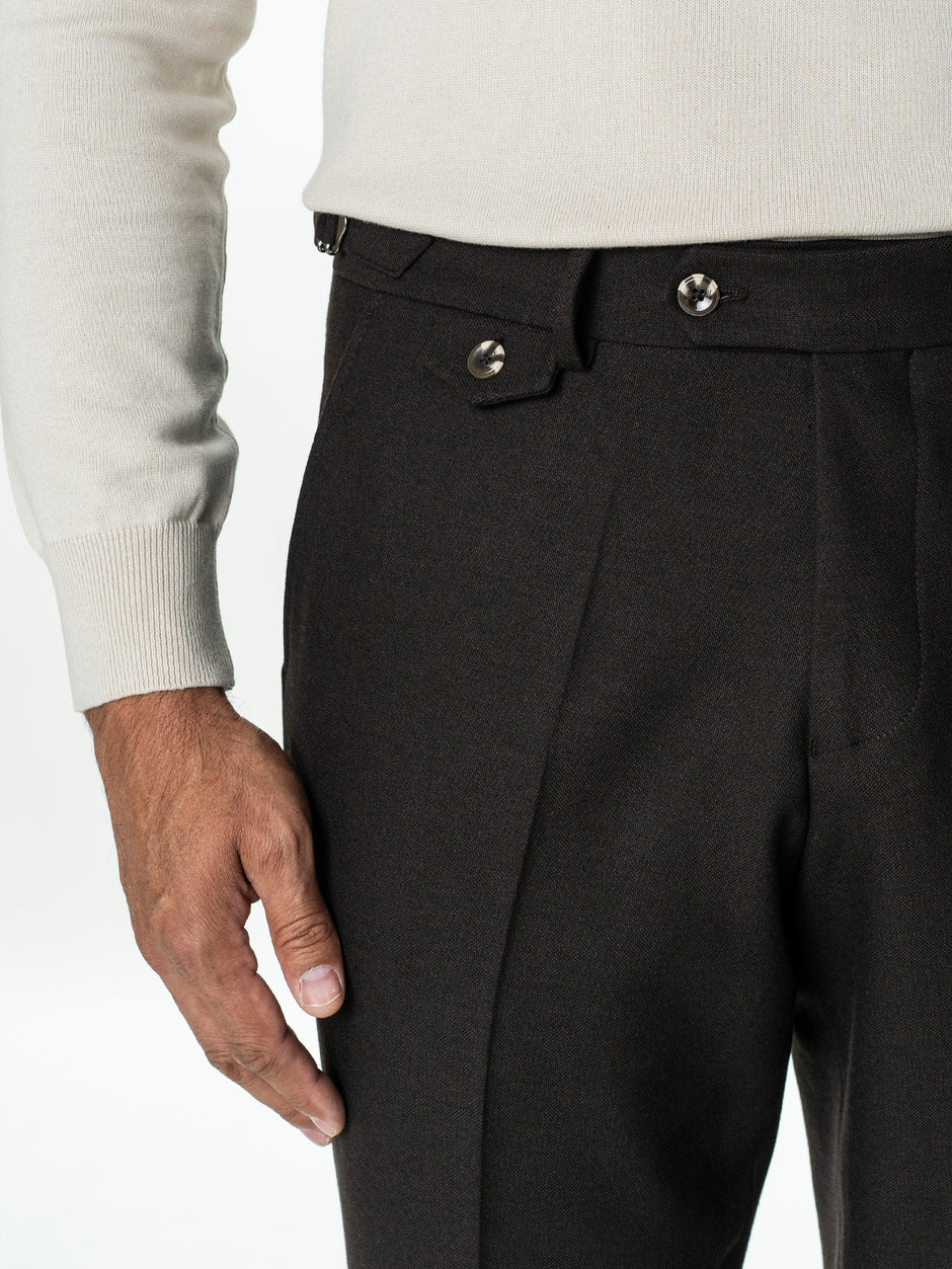 Pantaloni Eleganti Barbati Maro Cafeniu din Lana BMan0112 (5)