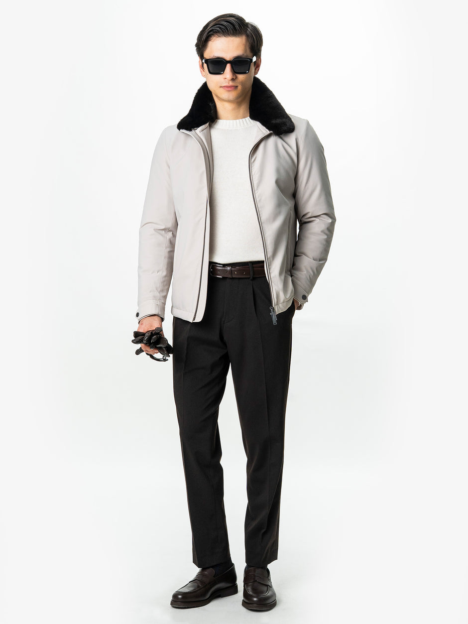 Pulover Barbati Crem Deschis Ecru Toamna Iarna Din 100% Lana Lambswool BMan0032 (3)