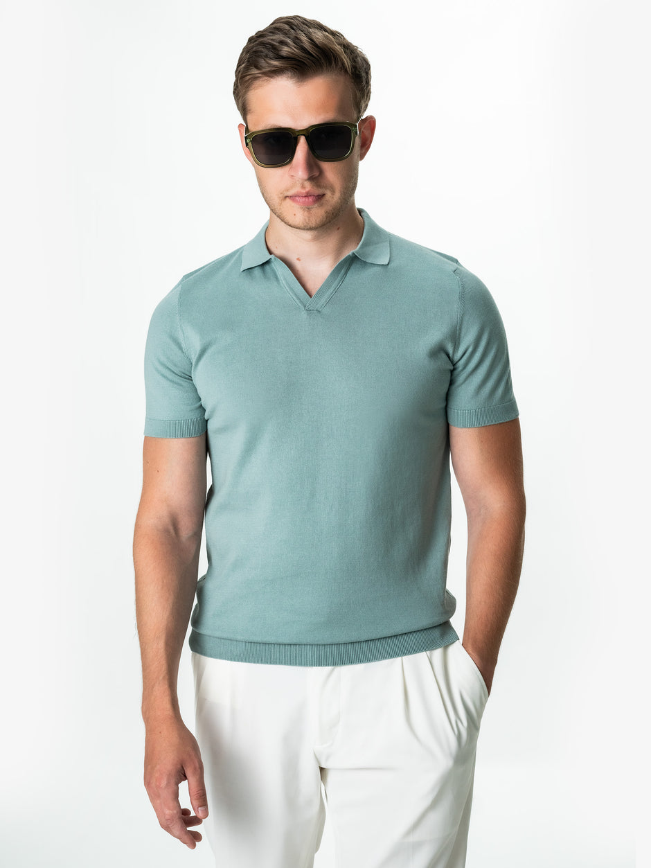 Tricou Verde Menta Bărbați Polo Modern Vară  Din Bumbac BMan286 (3)