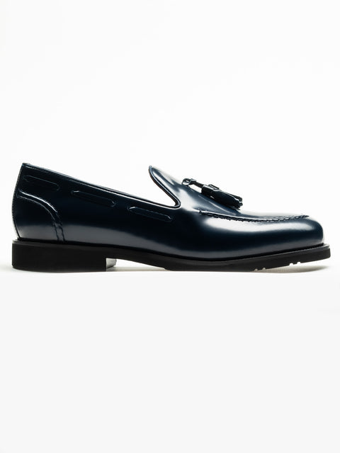 Mocasini Barbati Tassel Loafers Albastru Bleumarin Semilucios 100% Piele Naturala BMan215 (4)