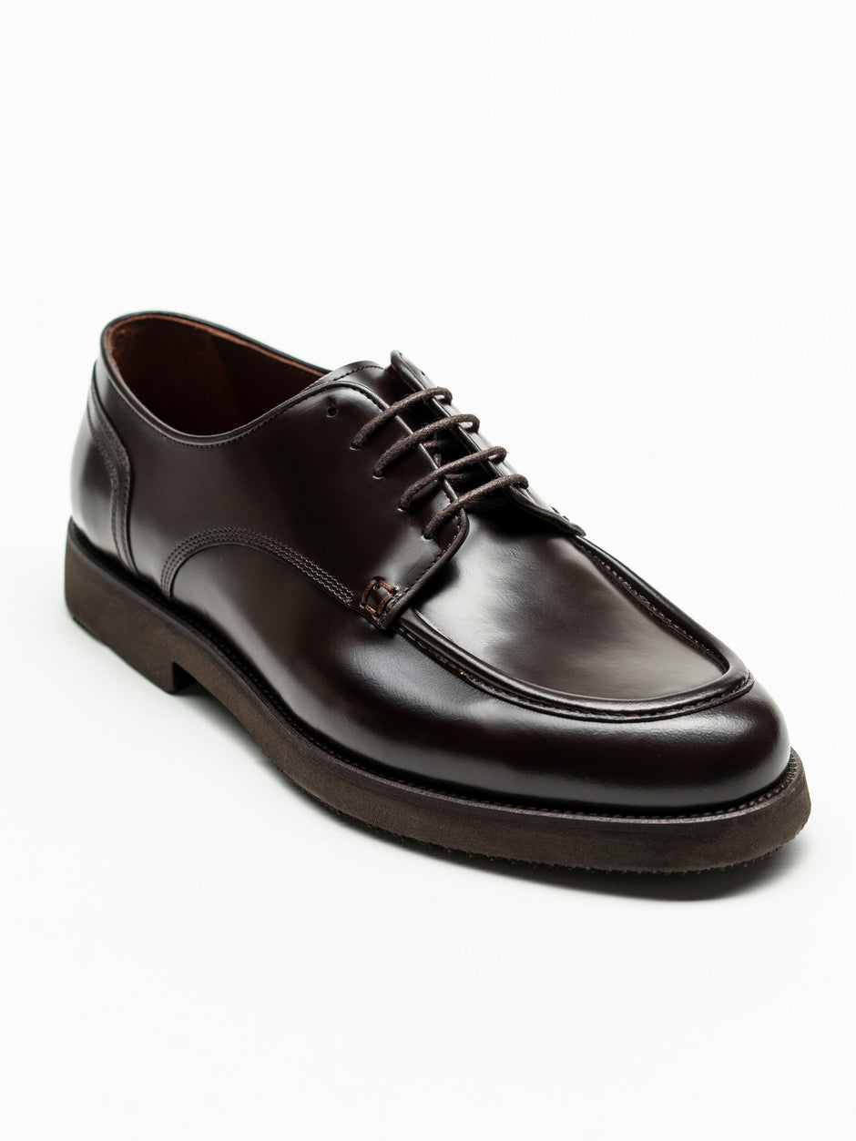 Pantofi Barbati Derby Piele Naturala Maro Închis BMan0426 (5)
