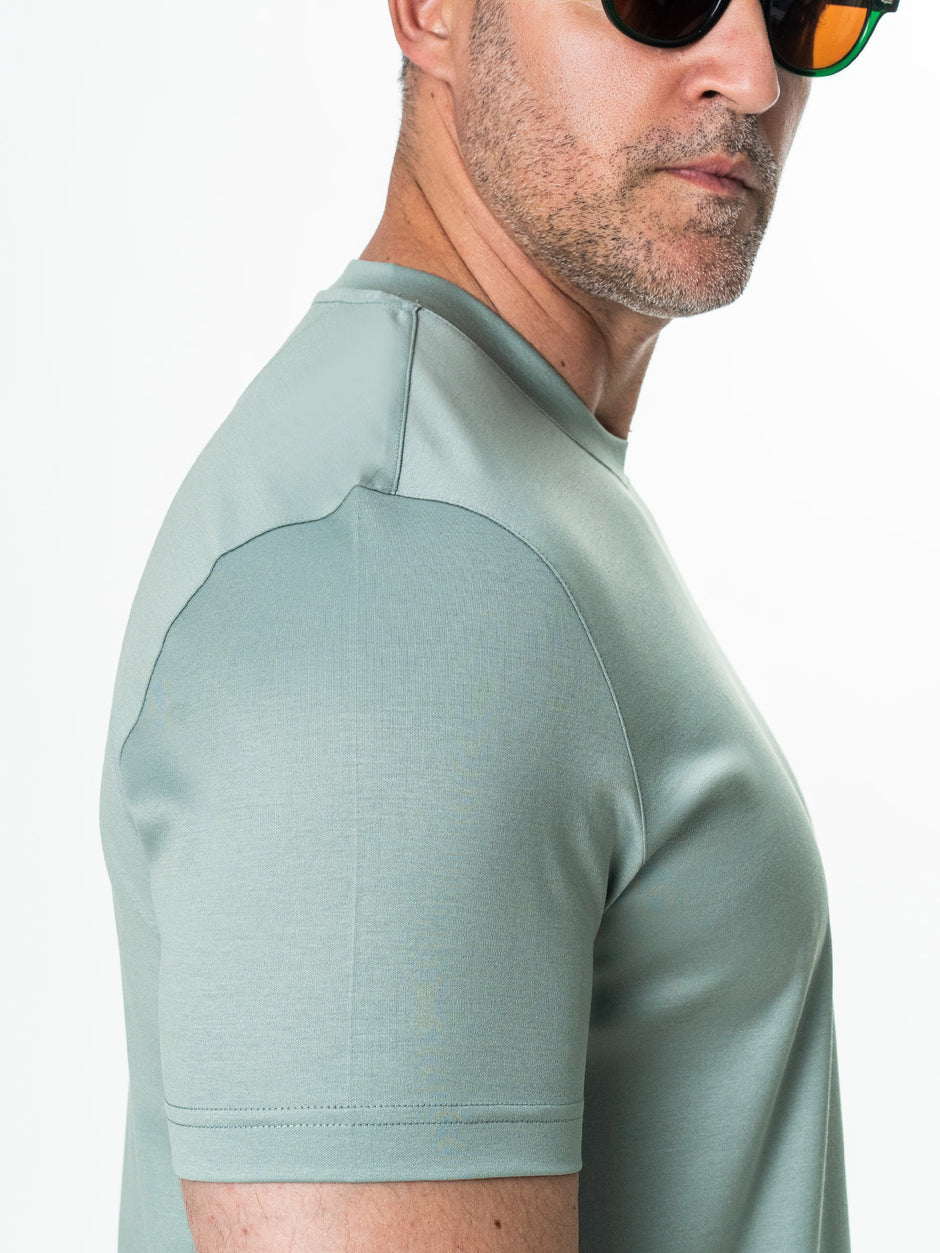 Tricou Barbati Bumbac Egiptean Dublu Mercerizat Verde Menta BMan279 (4)