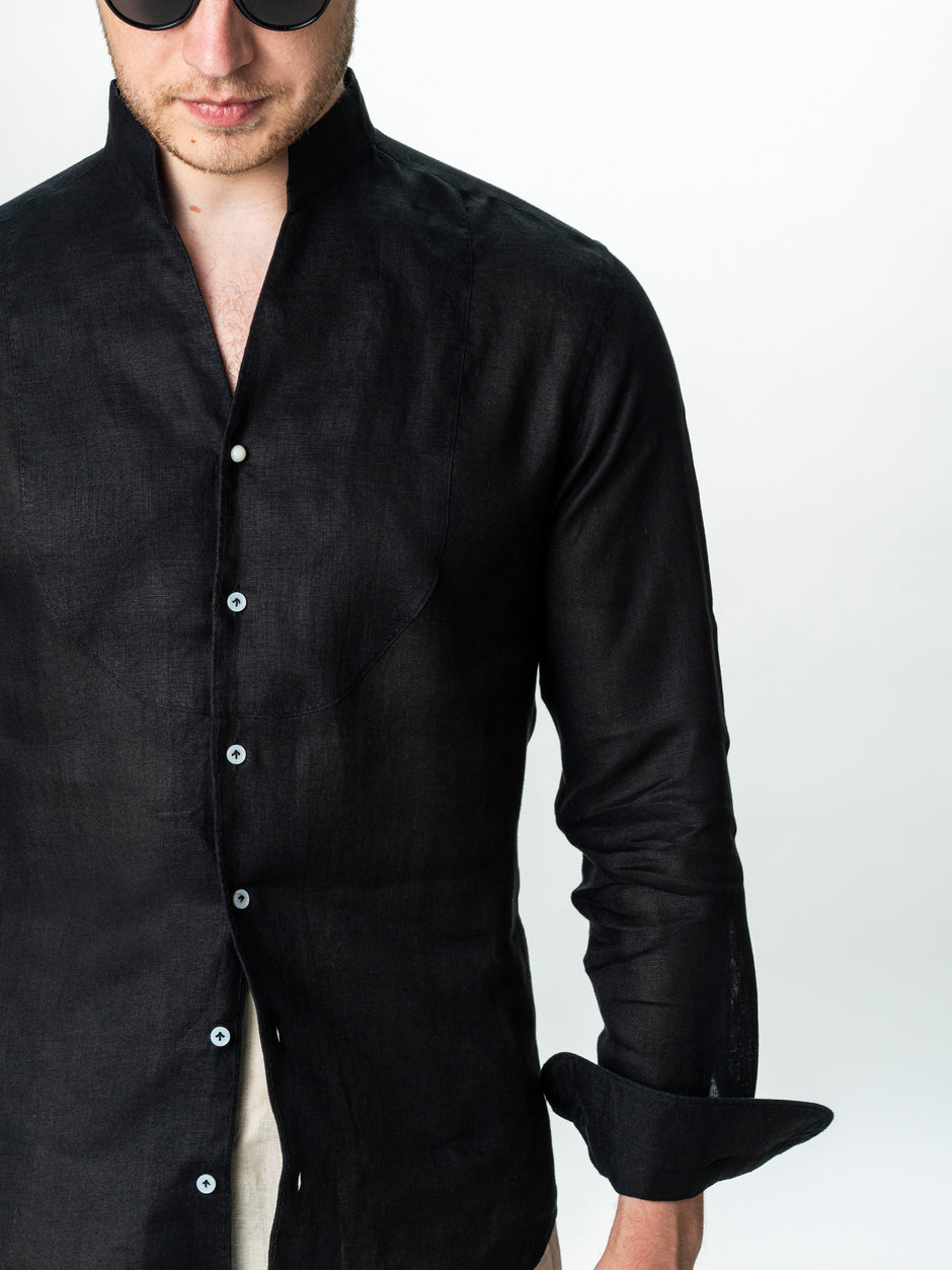 Camasa Barbati De Vara Neagra 100% In Natural BMan0075 (6)