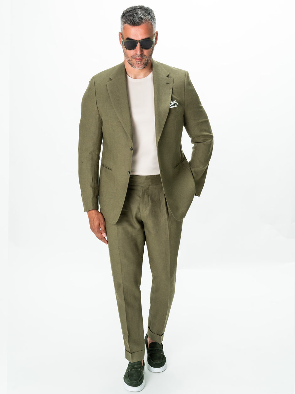 Costum Barbati Vitale Barberis Vara Din In Natural Verde Maslin BMan0050 (4)