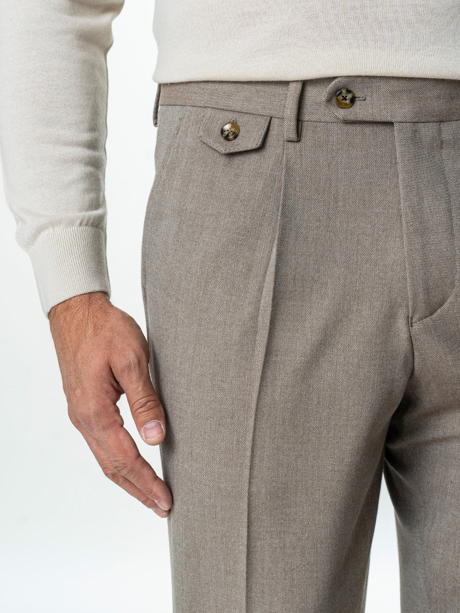 Pantaloni Eleganti Barbati Bej Din Lana Pentru Toamna BMan0103 (3)