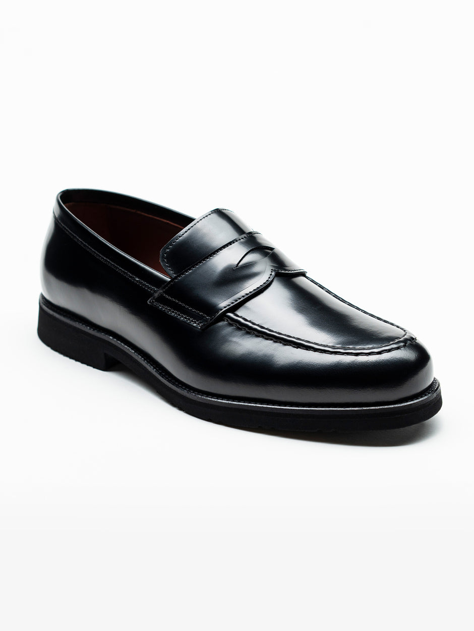 Mocasini Negru Semilucios Barbati Din Piele Naturala Formal Loafers Bman222 (6)