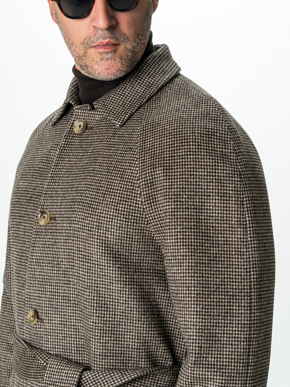 Palton Barbati Iarna Maro 100% Lana Houndstooth BMan0005 (8)