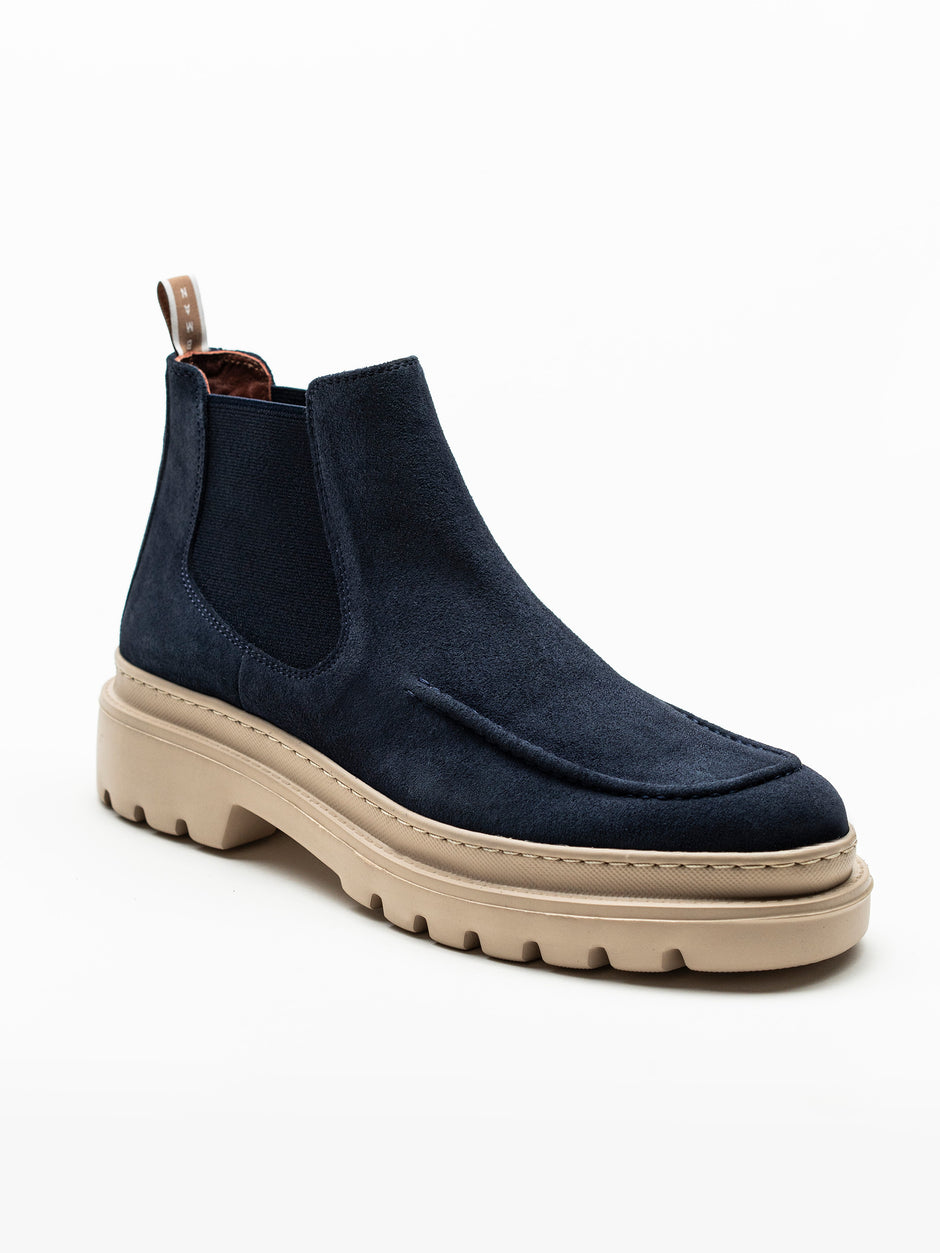 Ghete Barbati Bleumarin Din Piele Intoarsa Cu Talpa Din Spuma BMan149 (2)