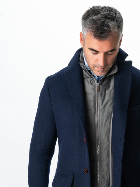 Palton Barbati Albastru Indigo 100% Lana Finitura Felice Cu Vesta Detasabila BMan113 (2)