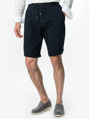 Pantaloni Barbati Scurti Cu Siret De Vara Bleumarin Din 100% Bumbac BMan176