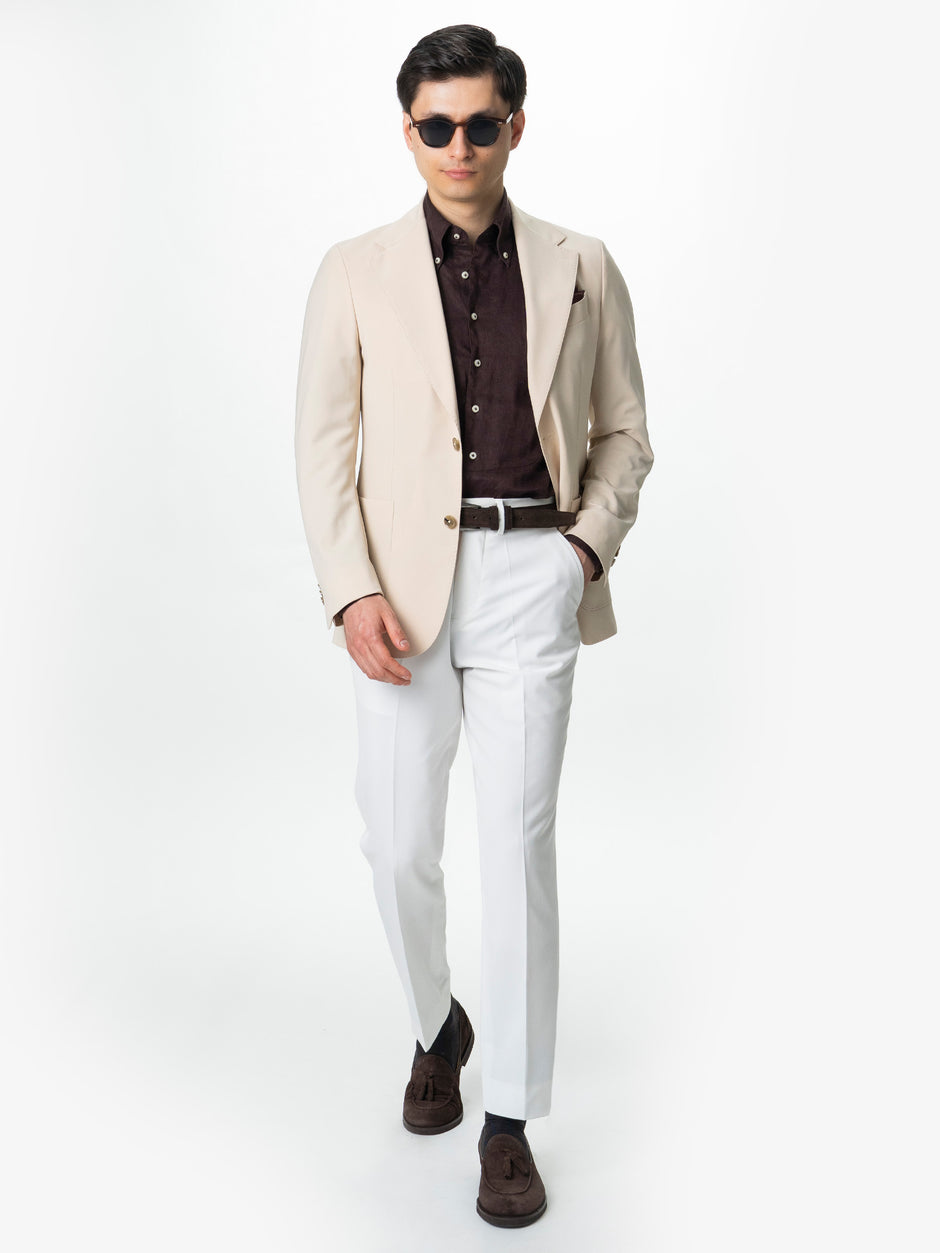 Sacou Barbati Crem Smart Casual Din Lana BMan0074 (4)