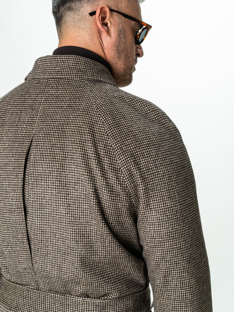 Palton Barbati Iarna Maro 100% Lana Houndstooth BMan0005 (9)